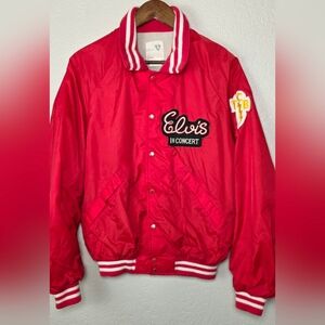 Retro Women's Elvis In Concert Vintage Red Jacket - Size L